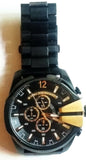 Diesel Mega Chief Chronograph Black Dial Black Steel Strap Watch For Men - DZ4338 Authentic Buy Shop Now