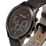 Emporio Armani Sportivo Black Dial Brown Leather Strap Watch For Men - AR2462 Authentic Buy Shop Now