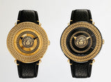 Versace V-Metal Icon Black Dial Black Leather Strap Watch For Men - VQL030015 Authentic Buy Shop Now