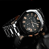 Emporio Armani Valente Ceramica Chronograph Black Dial Black Steel Strap Watch For Men - AR1410 Authentic Buy Shop Now