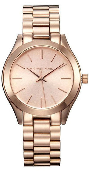 Michael Kors Mini Slim Runway Chronograph Quartz Rose Gold Dial Rose Gold Steel Strap Watch For Women - MK3205 Authentic Buy Shop Now
