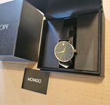 Movado Ultra Slim Black Dial Black Leather Strap Watch For Men - 0607086 Authentic Buy Shop Now