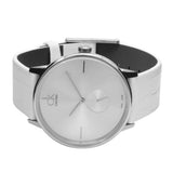 Calvin Klein Accent Silver Dial White Leather Strap Watch for Women - K2Y211K6 Authentic Buy Shop Now