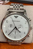 Emporio Armani Classic Chronograph Silver Dial Silver Steel Strap Watch For Men - AR1879 Authentic Buy Shop Now