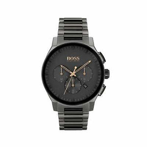 Hugo Boss Peak Chronograph Black Dial Black Steel Strap Watch for Men - 1513814