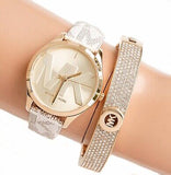 Michael Kors Jaycie Quartz Gold Dial White Leather Strap Watch for Women - MK2861 Authentic Buy Shop Now