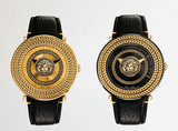 Versace V Metal Icon Quartz Silver Dial Brown Leather Strap Watch For Men - VQL010015 Authentic Buy Shop Now