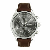 Hugo Boss Grand Prix Grey Dial Brown Leather Strap Watch for Men - 1513476 Authentic Buy Shop Now