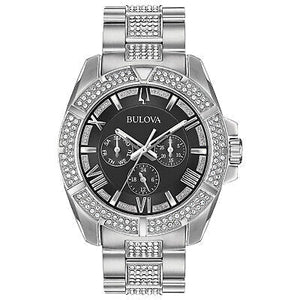 Bulova Crystal Collection Chronograph Black Dial Two Tone Steel Strap Watch for Men - 96C126 Authentic Buy Shop Now