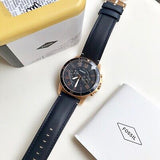 Fossil Grant Sport Chronograph Blue Dial Blue Leather Strap Watch for Men - FS5237 Authentic Buy Shop Now