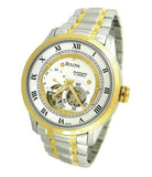 Bulova BVA Skeleton Silver Dial Two Tone Steel Strap Watch for Men - 98A123 Authentic Buy Shop Now