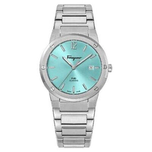 Salvatore Ferragamo F-80 Classic Tiffany Blue Dial Silver Steel Strap Watch for Men - SFDT02323 Authentic Buy Shop Now