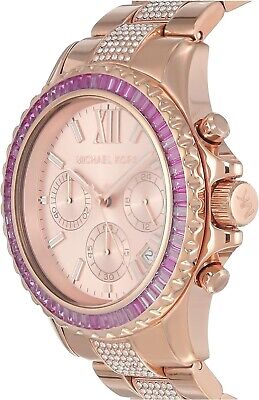 Michael Kors Everest Chronograph Rose Gold Dial Rose Gold Steel Strap Watch For Women - MK7211 Authentic Buy Shop Now