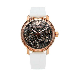Swarovski Crystalline Hours Quartz Grey Dial Black Leather Strap Watch for Women - 5344635 Authentic Buy Shop Now