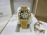 Versace Dominus Chronograph Black Dial Gold Steel Strap Watch For Men - VE6H00523 Authentic Buy Shop Now