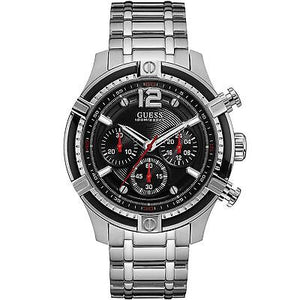 Guess Circuit Chronograph Black Dial Silver Steel Strap Watch For Men - W0968G1 Authentic Buy Shop Now