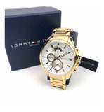 Tommy Hilfiger Iconic Quartz White Dial Gold Steel Strap Watch for Men - 1791538 Authentic Buy Shop Now