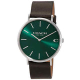 Coach Charles Green Dial Black Leather Strap Watch for Men - 14602436 Authentic Buy Shop Now