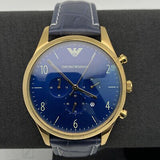 Emporio Armani Chronograph Midnight Blue Dial Blue Leather Strap Watch For Men - AR1862 Authentic Buy Shop Now