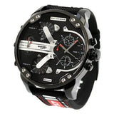 Diesel Mr. Daddy 2.0 Quartz Black Dial Black Nylon Strap Watch For Men - DZ7433 Authentic Buy Shop Now