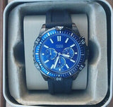 Fossil Garrett Chronograph Blue Dial Black Rubber Strap Watch for Men - FS5695 Authentic Buy Shop Now