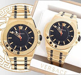 Versace Chain Reaction Quartz Black Dial Two Tone Steel Strap Watch for Men - VEDY00619 Authentic Buy Shop Now