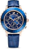 Swarovski Octea Lux Chrono Blue Dial Blue Leather Strap Watch for Women - 5563480 Authentic Buy Shop Now
