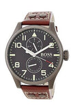 Hugo Boss Aeroliner Day Date Black Dial Brown Leather Strap Watch For Men - HB1513079 Authentic Buy Shop Now