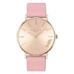Coach Perry Rose Gold Dial Pink Leather Strap Watch for Women - 14503332-C Authentic Buy Shop Now