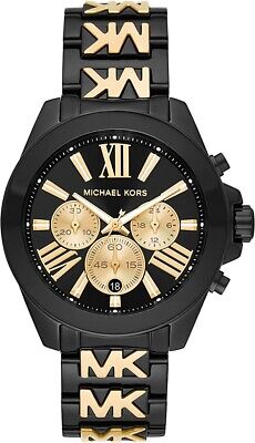 Michael Kors Wren Chronograph Black Dial Two Tone Steel Strap Watch for Women - MK6978 Authentic Buy Shop Now