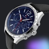 Tommy Hilfiger Gavin Blue Dial Blue Leather Strap Watch for Men - 1791468 Authentic Buy Shop Now