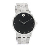 Movado Museum Classic Diamonds Black Dial Silver Steel Strap Watch for Men - 0607201 Authentic Buy Shop Now