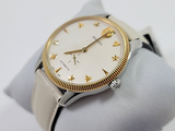 Gucci G Timeless Automatic Silver Dial Beige Leather Strap Watch For Men - YA126348 Authentic Buy Shop Now