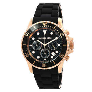 Michael Kors Everest Chronograph Black Dial Black Silicone Strap Watch For Men - MK9055 Authentic Buy Shop Now