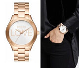 Michael Kors Slim Runway White Dial Rose Gold Steel Strap Watch For Women - MK3804 Authentic Buy Shop Now