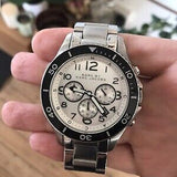 Marc Jacobs Rock Chronograph White Dial Silver Steel Strap Watch for Men - MBM5027 Authentic Buy Shop Now