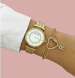 Emporio Armani Gianni T Bar White Mother of Pearl Dial Gold Steel Strap Watch For Women - AR1907 Authentic Buy Shop Now