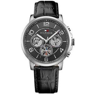 Tommy Hilfiger Keagan Quartz Grey Dial Black Leather Strap Watch for Men - 1791289 Authentic Buy Shop Now