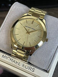 Michael Kors Slim Runway Gold Dial Gold Steel Strap Watch for Women - MK3335 Authentic Buy Shop Now