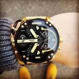 Diesel Mr Daddy 2.0 Chronograph Black Dial Gold Steel Strap Watch For Men - DZ7333 Authentic Buy Shop Now