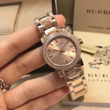 Burberry The City Diamonds Rose Dial Rose Gold Steel Strap Watch for Women - BU9225 Authentic Buy Shop Now