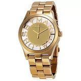 Marc Jacobs Henry Transparent Gold Dial Gold Steel Strap Watch for Women - MBM3206 Authentic Buy Shop Now