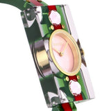 Gucci Vintage Web Pink Mother of Pearl Dial Two Tone Plastic Strap Watch For Women - YA143525 Authentic Buy Shop Now
