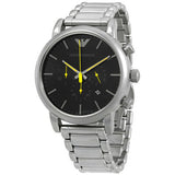 Emporio Armani Luigi Chronograph Black Dial Silver Steel Strap Watch For Men - AR11324 Authentic Buy Shop Now