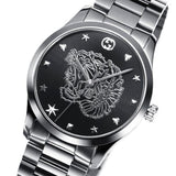 Gucci G Timeless Diamonds Black Dial Silver Steel Strap Watch For Women - YA1264125 Authentic Buy Shop Now