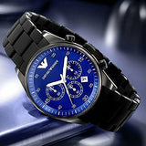 Emporio Armani Sportivo Chronograph Blue Dial Black Strap Watch For Men - AR5921 Authentic Buy Shop Now