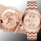 Marc Jacobs Peeker Chronograph Rose Gold Dial Rose Gold Steel Strap Watch for Women - MBM3394 Authentic Buy Shop Now