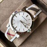 Burberry The City Silver Dial Brown Leather Strap Watch for Women - BU9136 Authentic Buy Shop Now