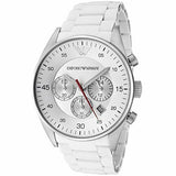 Emporio Armani Sport Chronograph White Dial White Silicone Strap Watch For Men - AR5859 Authentic Buy Shop Now