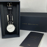 Daniel Wellington Classic Petite Sheffield White Dial Black Leather Strap Watch For Women - DW00100186 Authentic Buy Shop Now
